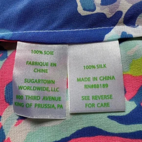 Lilly Pulitzer Size L NEW Blue Pink Kimi Silk Sleeveless Asymmetrical Hem Dress - Picture 9 of 15